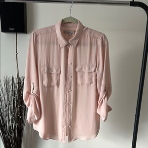 Loft Pink Button-Up Blouse